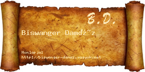 Biswanger Damáz névjegykártya
